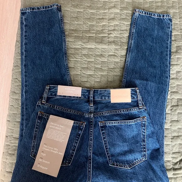 Everlane 90s Cheeky Hourglass Jean (Straight Leg in Deep Atlantic) NWT - Picture 4 of 5
